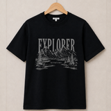 Explorer – Midnight Black Tee Premium Oversized Graphic Printed T-Shirt for Men