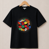 Cube – Midnight Black Tee Premium Oversized Graphic Printed T-Shirt for Men
