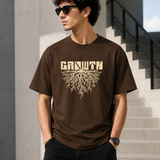Growth – Espresso Brown Tee Premium Oversized Graphic Printed T-Shirt for Men