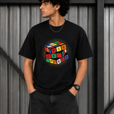 Cube – Midnight Black Tee Premium Oversized Graphic Printed T-Shirt for Men