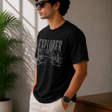 Explorer – Midnight Black Tee Premium Oversized Graphic Printed T-Shirt for Men