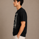 Geometric Black Premium Oversized Graphic Printed T-Shirt for Men