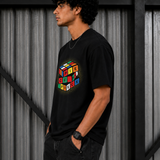 Cube – Midnight Black Tee Premium Oversized Graphic Printed T-Shirt for Men