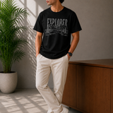 Explorer – Midnight Black Tee Premium Oversized Graphic Printed T-Shirt for Men