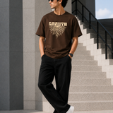 Growth – Espresso Brown Tee Premium Oversized Graphic Printed T-Shirt for Men