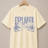 Explorer – Cream Beige Tee Premium Oversized Graphic Printed T-Shirt for Men