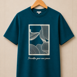 Geomatric Ocean Teal Premium Oversized Graphic Printed T-Shirt for Men