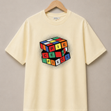 Cube – Cream Beige Tee Premium Oversized Graphic Printed T-Shirt for Men