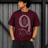 Pattern 9 – Burgundy Wine Tee Premium Oversized Graphic Printed T-Shirt for Men