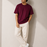 Plain Wine Premium Oversized Drop Shoulder T-Shirt for Men