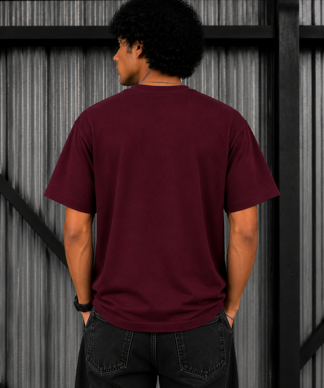 Pattern 9 – Burgundy Wine Tee Premium Oversized Graphic Printed T-Shirt for Men