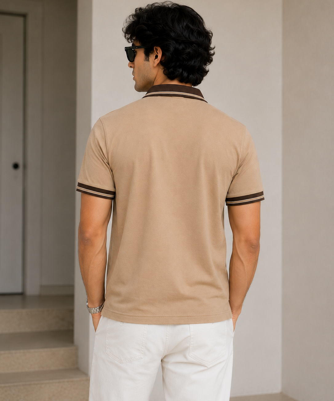 Polo Neck D-Fawn || Premium  Contrast Collar Polo T-Shirt