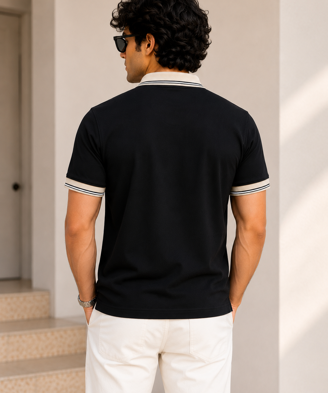 Polo Neck Black || Premium  Contrast Collar Polo T-Shirt