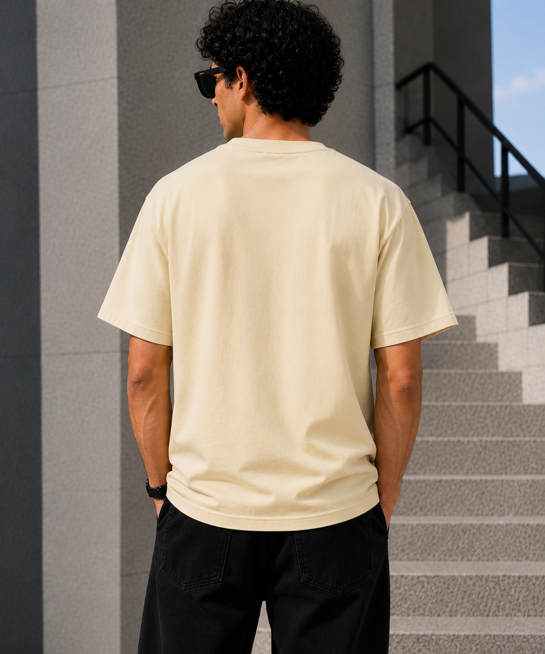 Bullet – Cream Beige Tee Premium Oversized Graphic Printed T-Shirt for Men