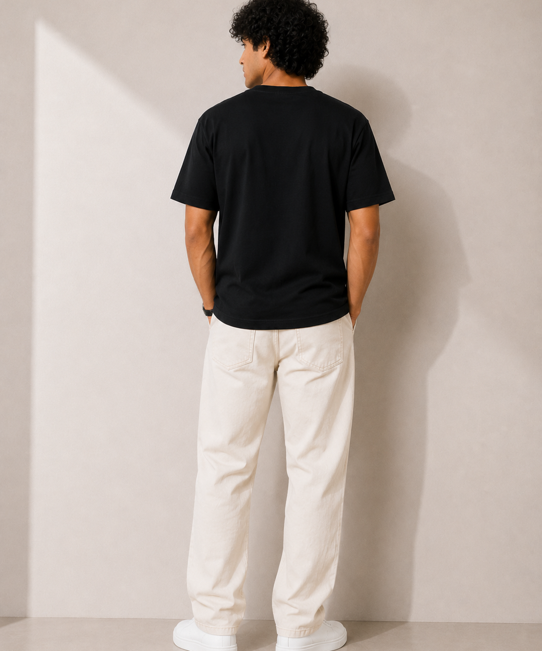 Plain Black Premium Oversized Drop Shoulder T-Shirt for Men