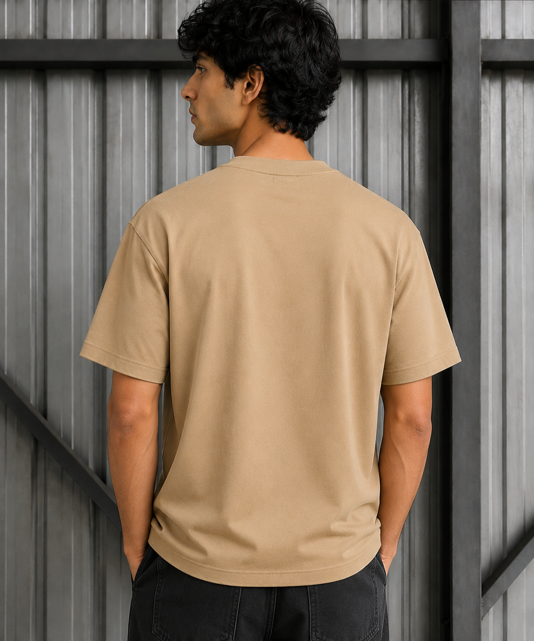 Plain D-Fawn Premium Oversized Drop Shoulder T-Shirt for Men