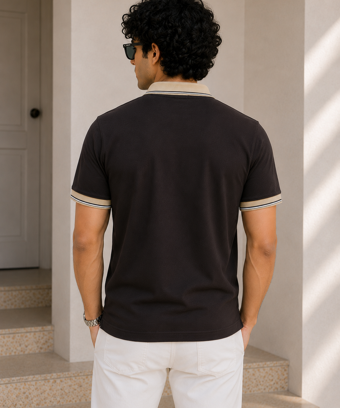 Polo Neck Coffee || Premium  Contrast Collar Polo T-Shirt