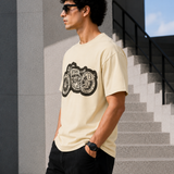 Bullet – Cream Beige Tee Premium Oversized Graphic Printed T-Shirt for Men