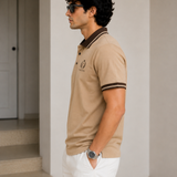 Polo Neck D-Fawn || Premium  Contrast Collar Polo T-Shirt