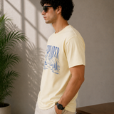 Explorer – Cream Beige Tee Premium Oversized Graphic Printed T-Shirt for Men