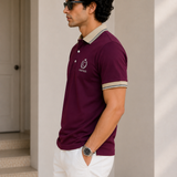 Polo Neck Wine || Premium  Contrast Collar Polo T-Shirt