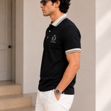 Polo Neck Black || Premium  Contrast Collar Polo T-Shirt