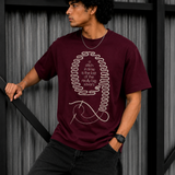 Pattern 9 – Burgundy Wine Tee Premium Oversized Graphic Printed T-Shirt for Men