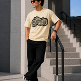 Bullet – Cream Beige Tee Premium Oversized Graphic Printed T-Shirt for Men