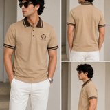 Polo Neck D-Fawn || Premium  Contrast Collar Polo T-Shirt