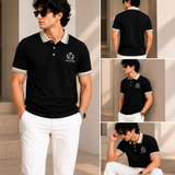 Polo Neck Black || Premium  Contrast Collar Polo T-Shirt