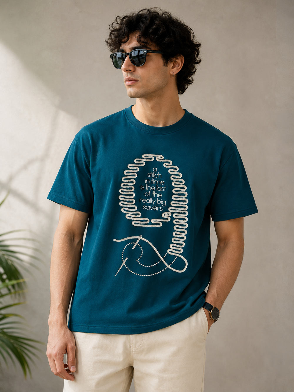 Pattern 9 – Persian Blue Tee Premium Oversized Graphic Printed T-Shirt for Men