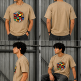 Cube – Sand Beige Tee Premium Oversized Graphic Printed T-Shirt for Men