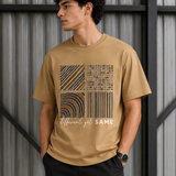 Different Sand Brown Premium Oversized Graphic Printed T-Shirt for Men