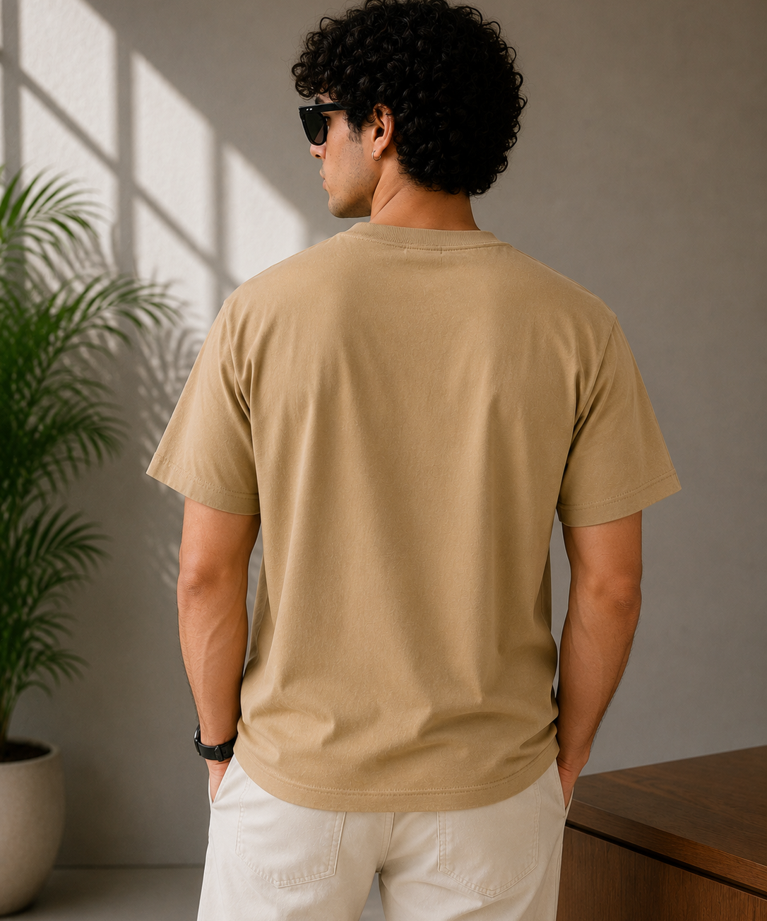 Explorer – Sand Beige Tee Premium Oversized Graphic Printed T-Shirt for Men