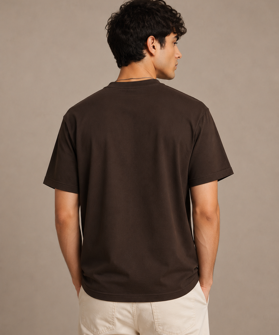 Geomatric Dark Brown Premium Oversized Graphic Printed T-Shirt for Men