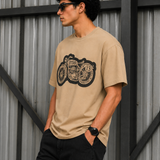 Bullet – Sand Beige Tee Premium Oversized Graphic Printed T-Shirt for Men