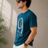 Pattern 9 – Persian Blue Tee Premium Oversized Graphic Printed T-Shirt for Men