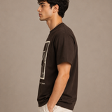Geomatric Dark Brown Premium Oversized Graphic Printed T-Shirt for Men