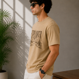 Explorer – Sand Beige Tee Premium Oversized Graphic Printed T-Shirt for Men